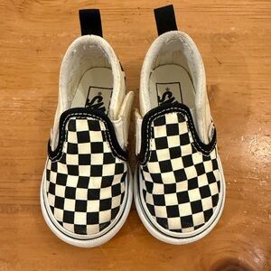 Black and cream Checkered Slip-On Vans- Toddler Size 5